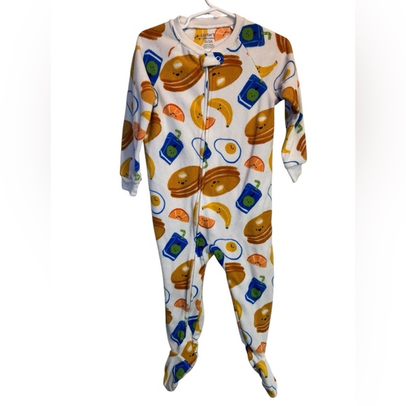 💥Carter's White Breakfast Print Footie - Picture 1 of 4